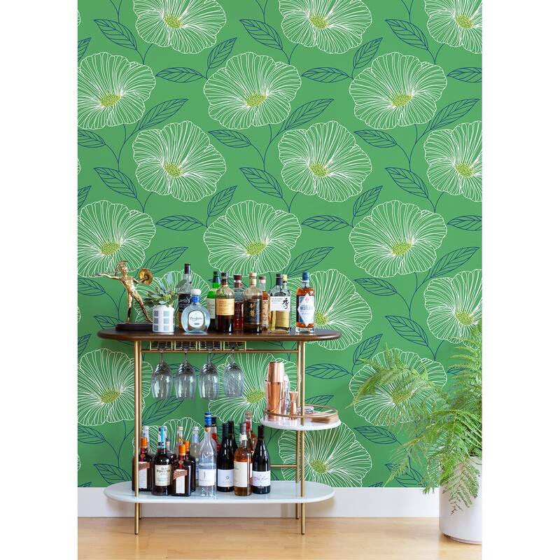 A-Street Prints Mythic Green Floral Wallpaper