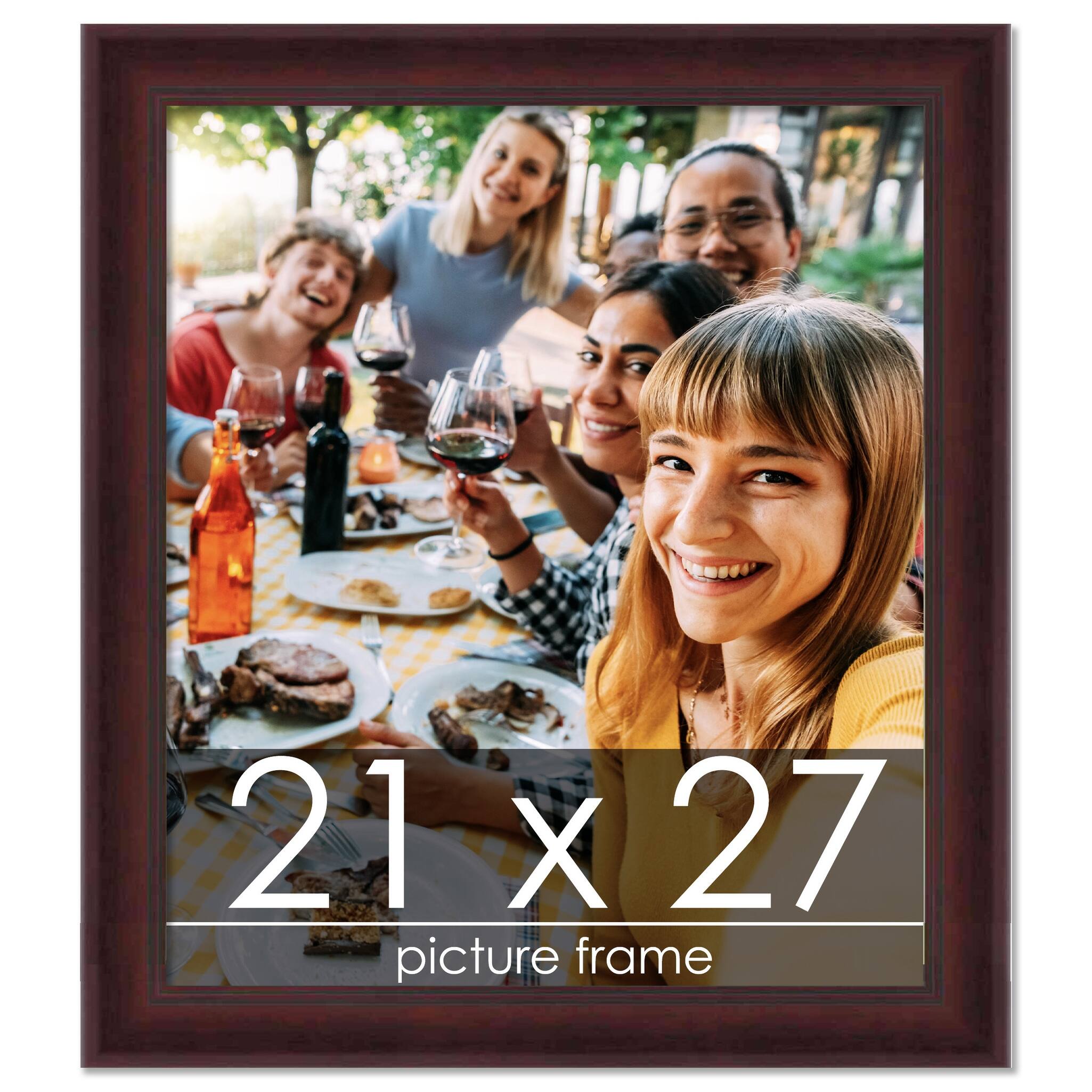 21x27 Contemporary Mahogany Complete Wood Picture Frame with UV Acrylic, Foam Board Backing