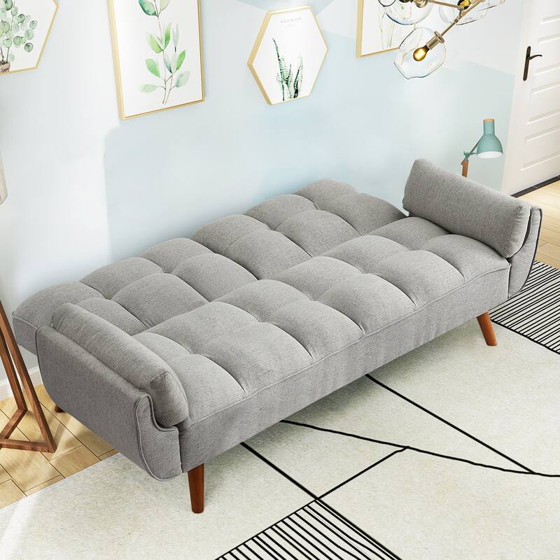 75.39" Futon Sofa Bed, Convertible Folding Futon Couch Recliner Lounge For Living Room With 2 Pillow/Armrest