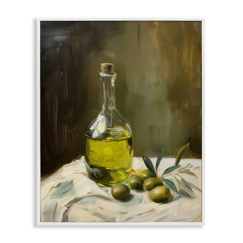 Stupell Olive Oil Still Life Framed Giclee Art Design By Arlington Prints - 11 x 14 - White