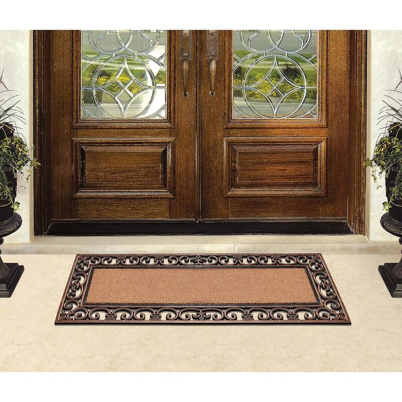 A1HC Rubber Coir Myla Welcome Entry Double Doormat 18"x48"