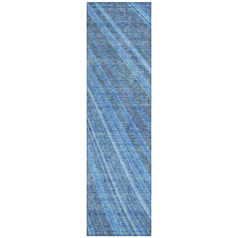 Machine Washable Indoor/ Outdoor Stripe Wave Chantille Rug