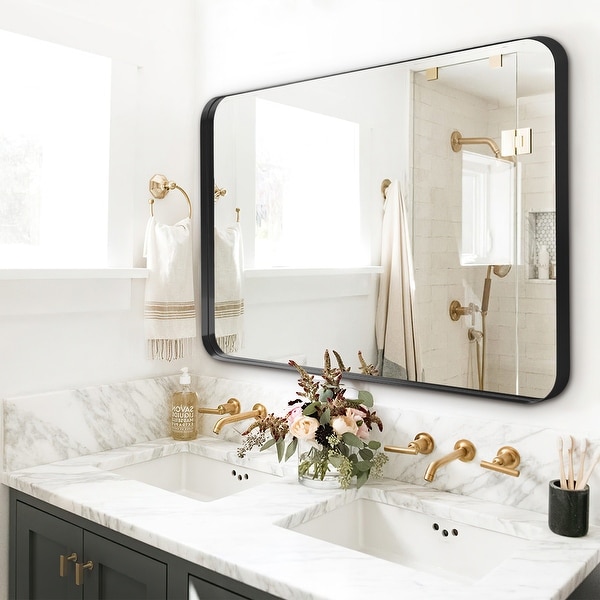 BED & BATH BEYOND ウォールミラー 　鏡　ミラー　46x56 Wall Mounted Bathroom Mirror with Round Corner - On Sale
