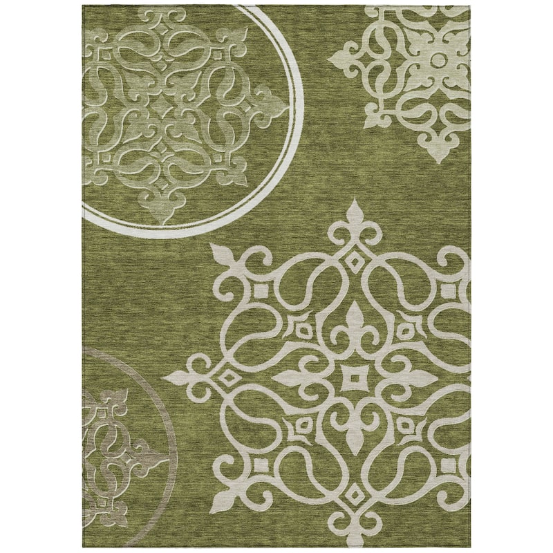 Machine Washable Indoor/ Outdoor Chantille Bold Medallions Rug