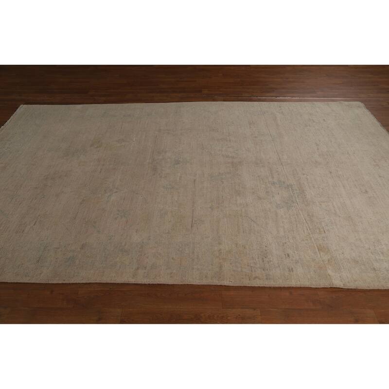 Vegetable Dye Oushak Turkish Area Rug Handmade Floral Wool Carpet - 5'10"x 9'1"