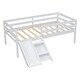 preview thumbnail 9 of 8, White Twin Pine Low Loft Bed with Slide & Ladder