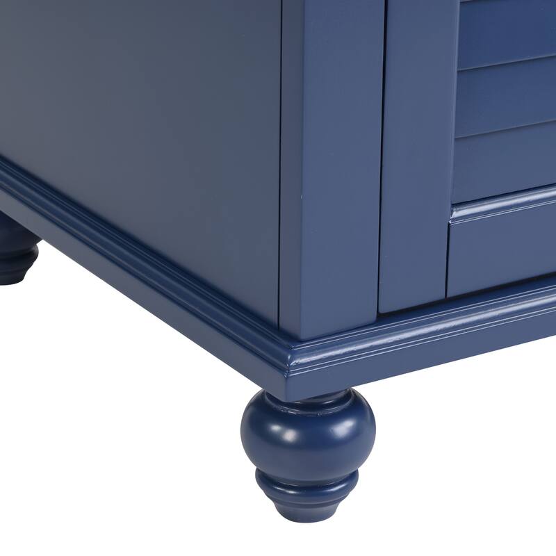 36" Blue Bathroom Vanity with Ceramic Sink - Soft-Close Drawers, Solid Wood Frame, Multi-Organizer Storage