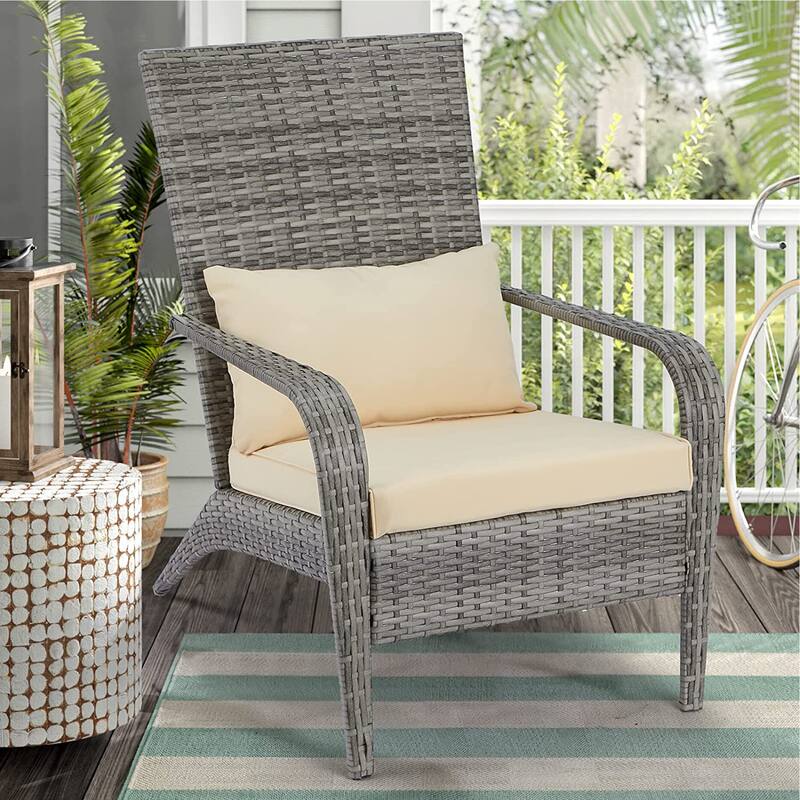 AECOJOY Patio Chairs High Back Wicker Outdoor Dining Chair - Grey