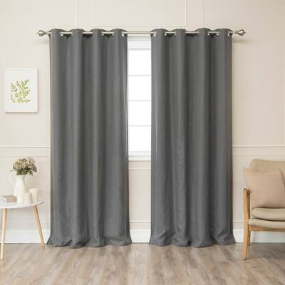 Aurora Home 100% Linen Silver Grommet Blackout Curtain Set