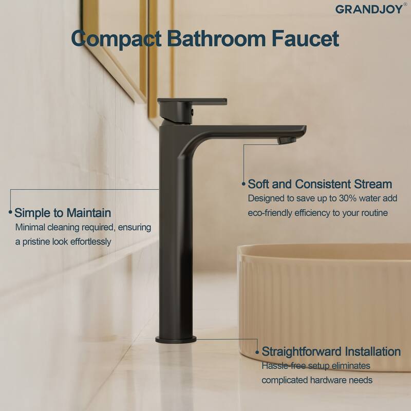 GRANDJOY Modern Vessel Sink Faucet with Spot Resistant Surface
