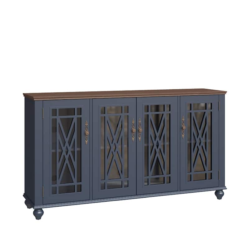 63" Vintage Style Wood Kitchen Accent Buffet Sideboard Cabinet - 63" in Width