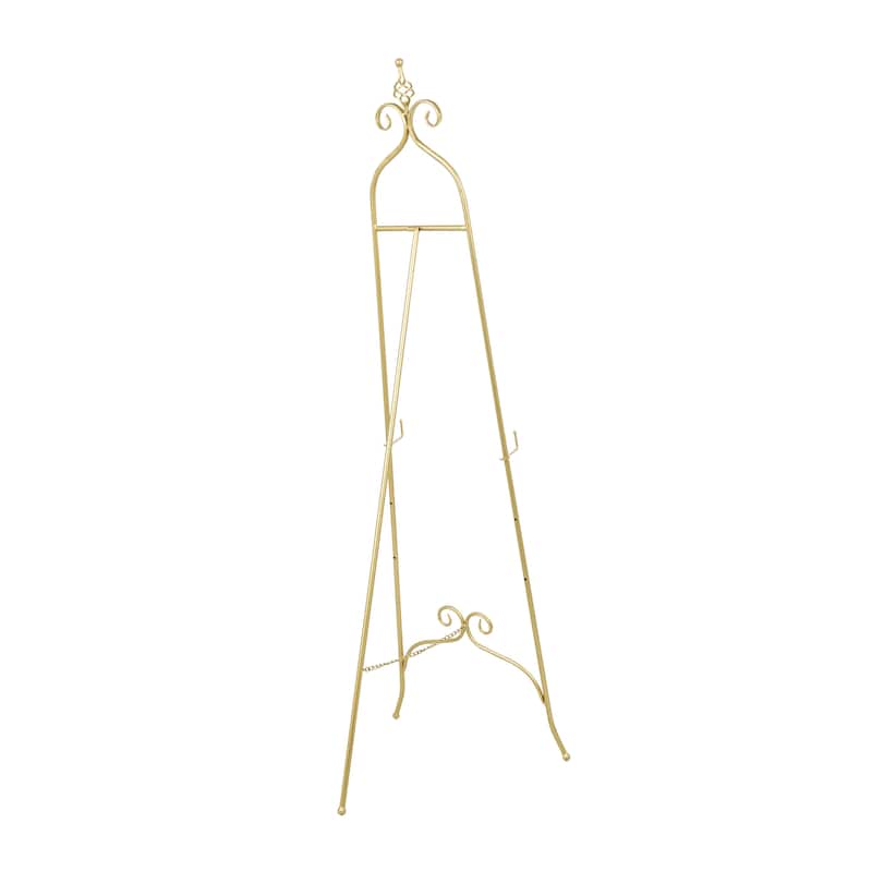 Metal Scroll Adjustable 3 Tier Display Easel with Chain Support and Swirl Finial - Black or Gold - Roche River Decor