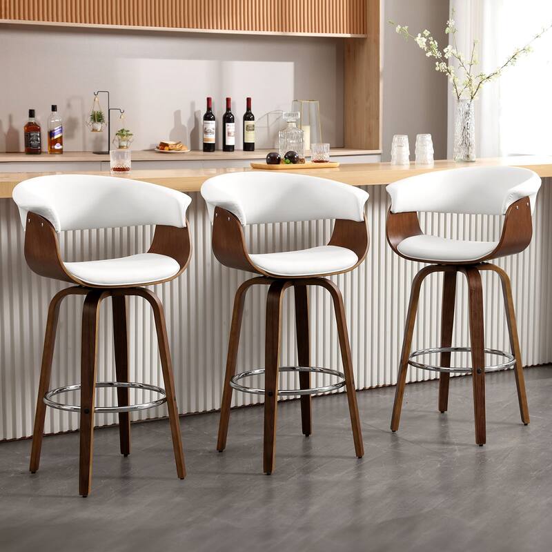 Modern Swivel Bar Stools Upholstered Counter Height Stools, Set of 2