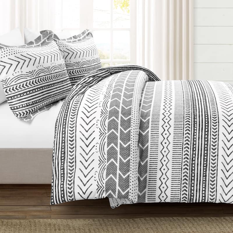 Lush Decor Hygge Geo Reversible 3 Piece Cotton Duvet Set