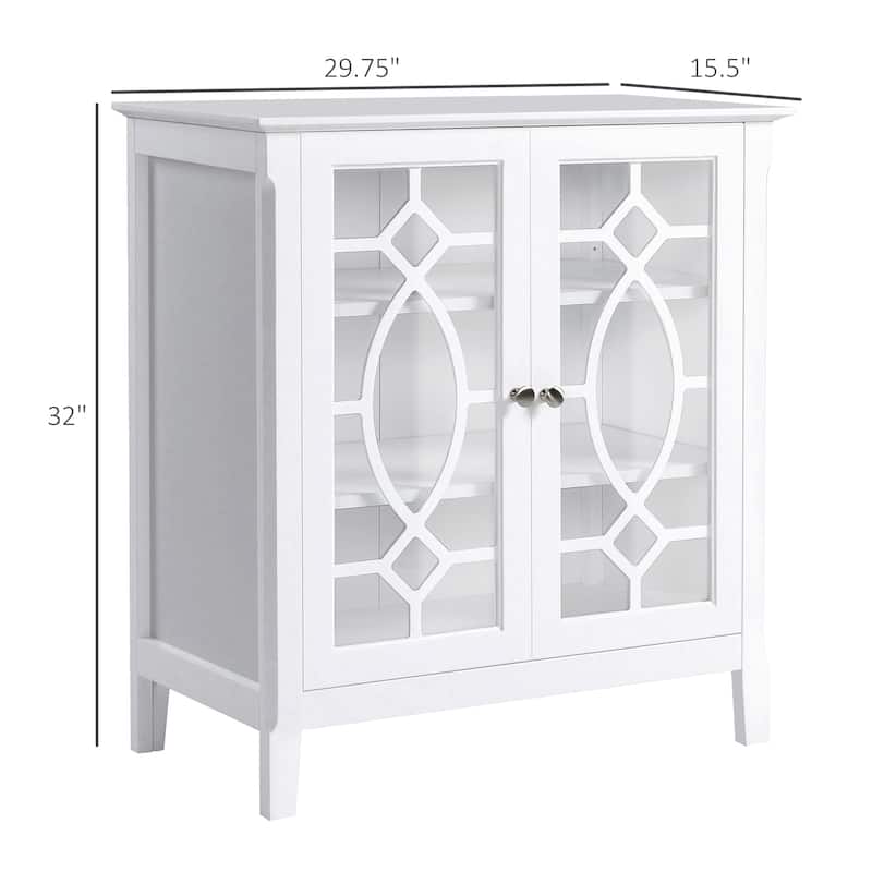 Sideboard Buffet Cabinet, Kitchen Storage Cabinet, Double Glass Door Accent Cabinet with Adjustable Shelves