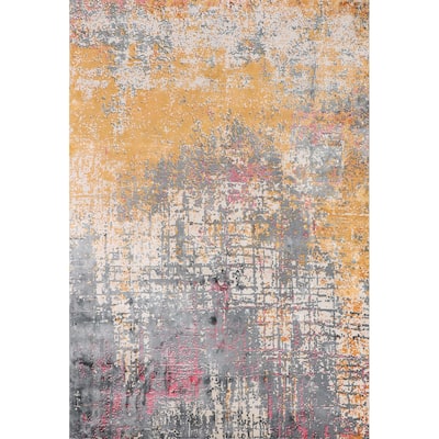 Contemporary Abstract Area Rug Hand-Knotted Bedroom Wool Carpet - 5'3" X 7'5"