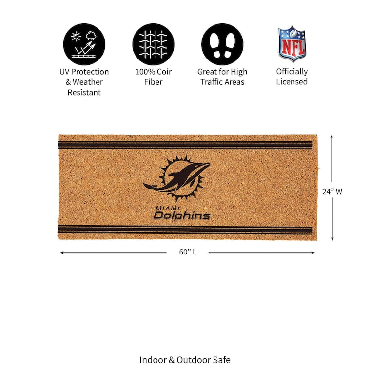 Miami Dolphins Monochrome Indoor/Outdoor Coir Door Mat
