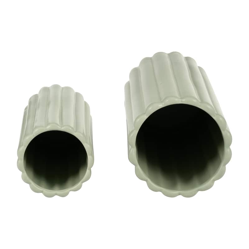 Sagebrook Home Chic Sculpted Ribbed Vase Set of 2