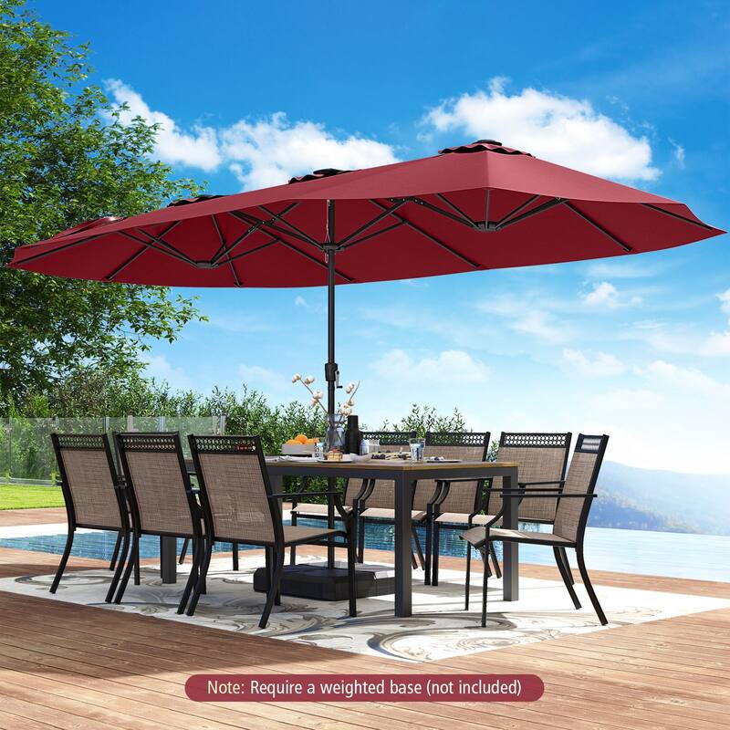 Costway 15.5 FT Extra-Large Patio Umbrella with LED Solar Lights & 12 - See Details