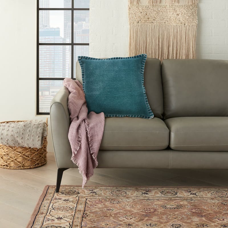 Sevita Vita Embroidered Edge Cotton Throw Pillow, Single or Set of 2