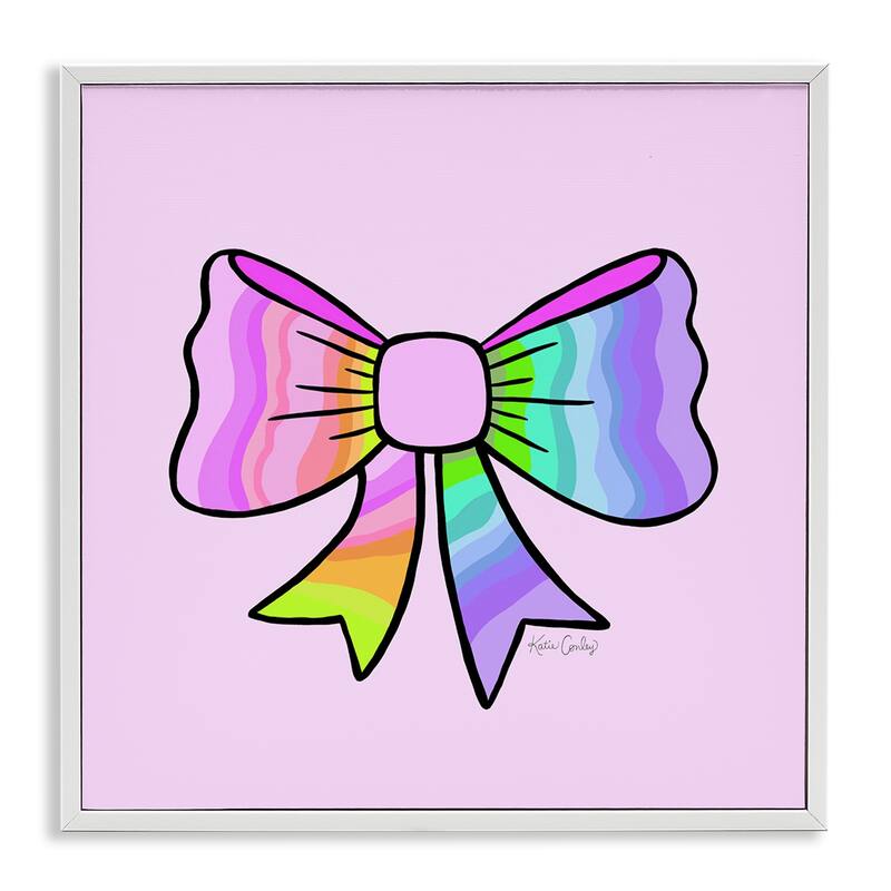 Stupell Pastel Rainbow Ombre Ribbon Framed Giclee Art Design By Katie Conley - 12 x 12 - White