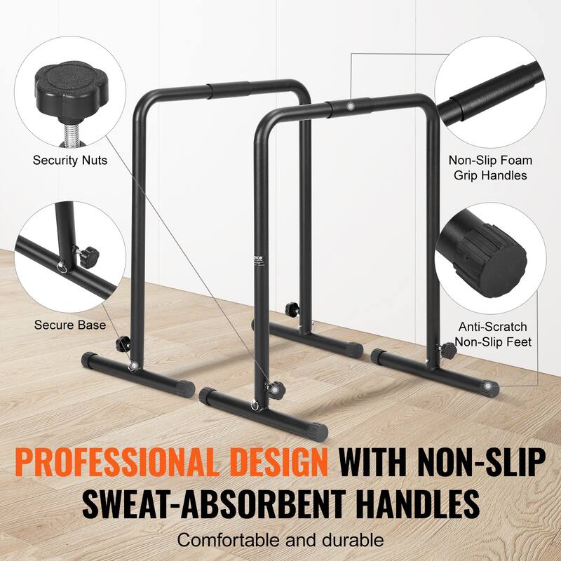 VEVOR Dip Bars Heave Duty Dip Stand Station for Strength Training Home Gym Office Outdoor