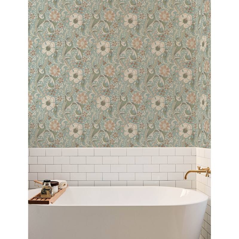 Chesapeake Liora Aqua Floral Trail Wallpaper