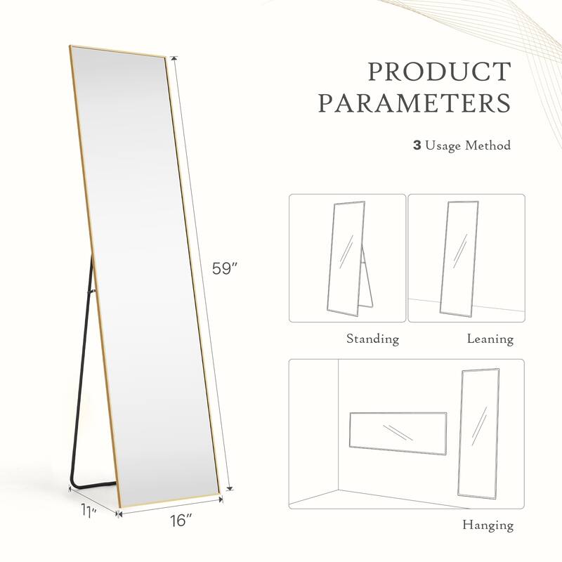 Full Length Mirror Standing Rectangle Floor Mirrors Body Dressing Wall-Mounted Mirror