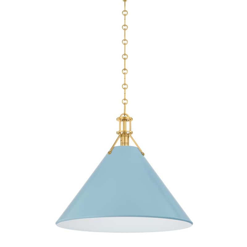 Hudson Valley Lighting MDS352L Painted No. 2 21" Wide Pendant - Aged Brass / Blue Bird