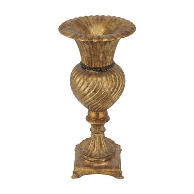 Polystone Carved Decorative Vase - Gold - Roche River Decor