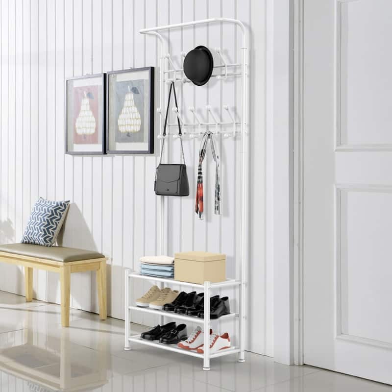 Yaheetech 74" H Metal Coat Racks Free Standing Entryway Storage Rack