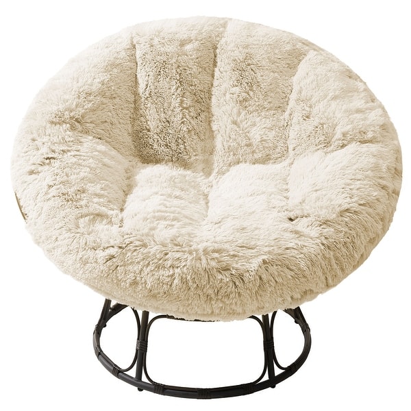 World Market Papasan Chair Fuzzy Cushion Fluffy Faux Fur