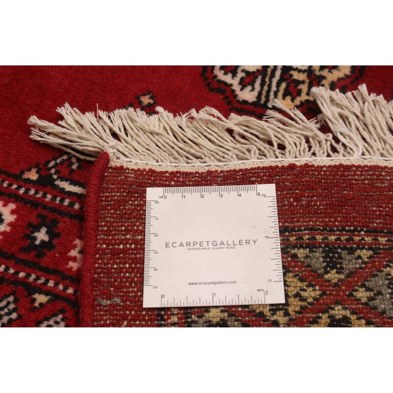 ECARPETGALLERY Hand-knotted Peshawar Bokhara Red Wool Rug - 6'8 x 10'1