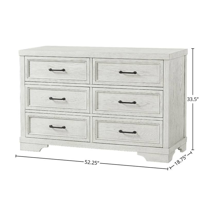 Foundry 6-Drawer Traditional Wood Dresser, White Dove