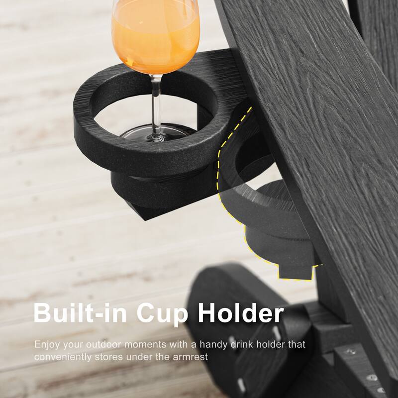 HDPE All-Weather Folding Adirondack Chair with Cup Holder