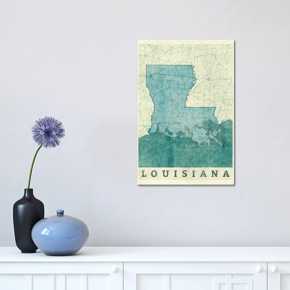 iCanvas "Louisiana Map" by Hubert Roguski Canvas Print