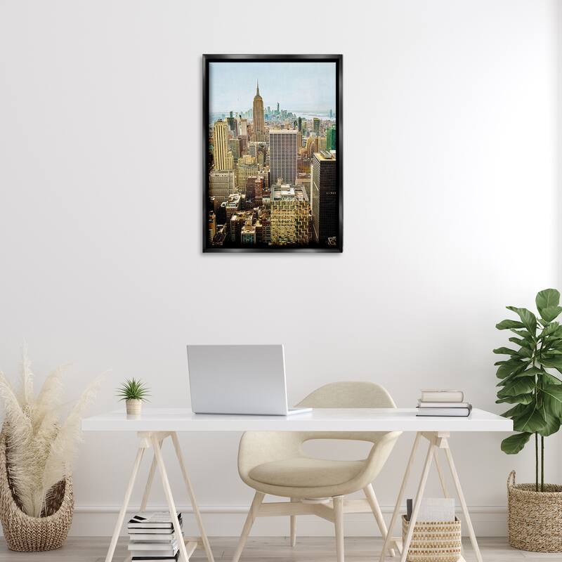 Stupell Overlooking Cityscape Buildings Framed Floater Canvas Wall Art Design By Seven Trees Design