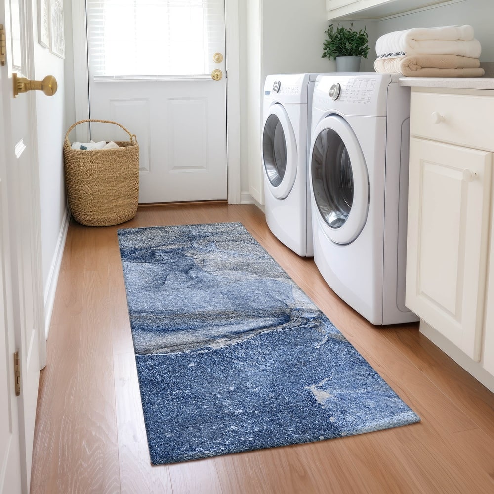 Machine Washable Indoor/ Outdoor Abstract Chantille Rug