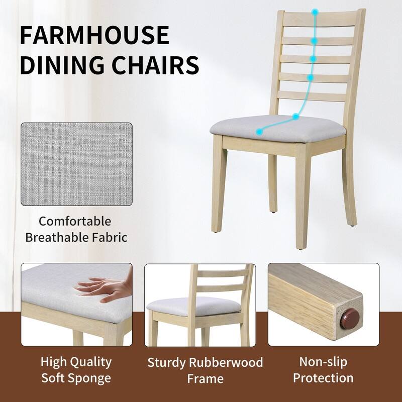 7-Piece Expandable Dining Set – Farmhouse-Style Extendable Table & 6 Upholstered Chairs, Rustic Wood Kitchen Table .