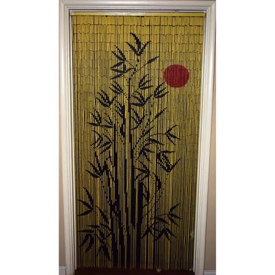Handmade Red Sun Bamboo Tree Scene Bamboo Beaded Curtain