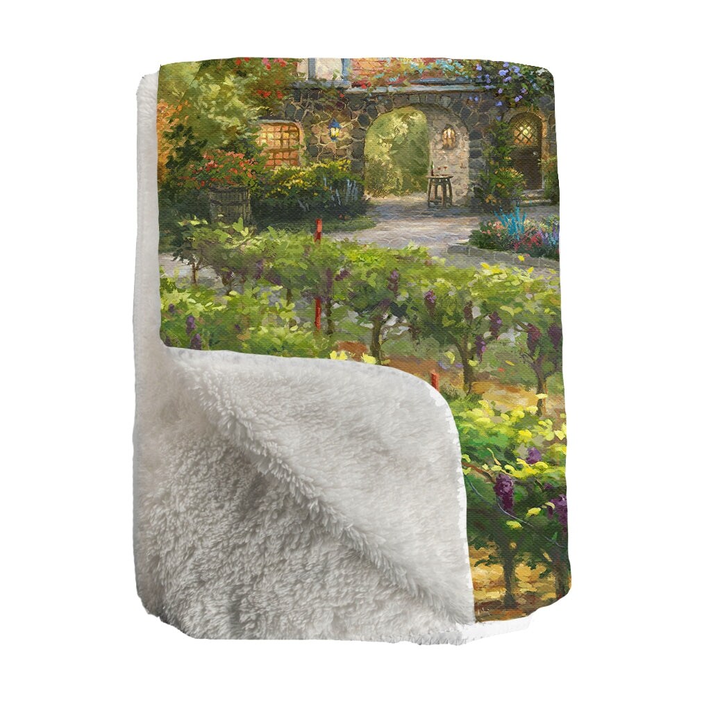 Thomas Kinkade Wine Country Living Sherpa Throw Blanket By Laural Home 50 x 60