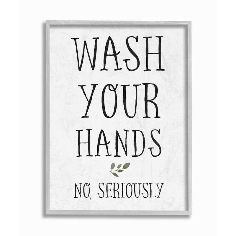 Stupell Wash Your Hands Cottage Charm Bathroom Sign Framed Wall Art - White