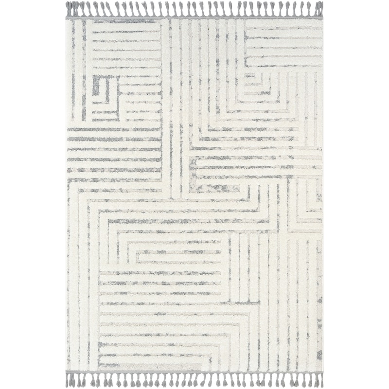 Well Woven Salem Gianna Modern High-Low Area Rug - Cream Grey - 7' 10" x 9' 10" - Rectangle