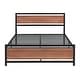 preview thumbnail 2 of 18, Full Size Platform Bed, Metal and Wood Bed Frame with Headboard and Footboard, No Box Spring Needed, Under Bed Storage