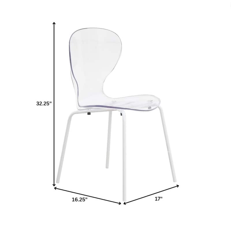 Stackable Plastic Dining Chair Set of 2 Transparent Modern Accent Side Chair for Indoor and Outdoor