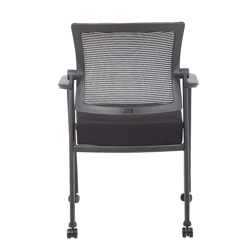 Akon Guest Armchair, Black Mesh, Steel Frame, Smooth-Roll Casters