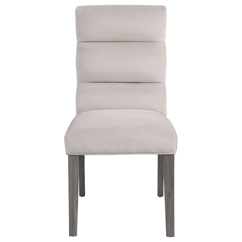 Cary Dining Chair Set of 2, Stone Gray Fabric, Tufted Foam Filled Cushion