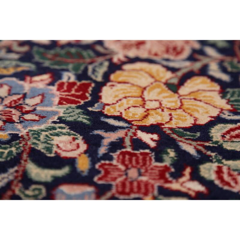 Blue Floral Aubusson Vegetable Dye Area Rug Hand-Knotted Wool Carpet - 6'0"x 9'0"