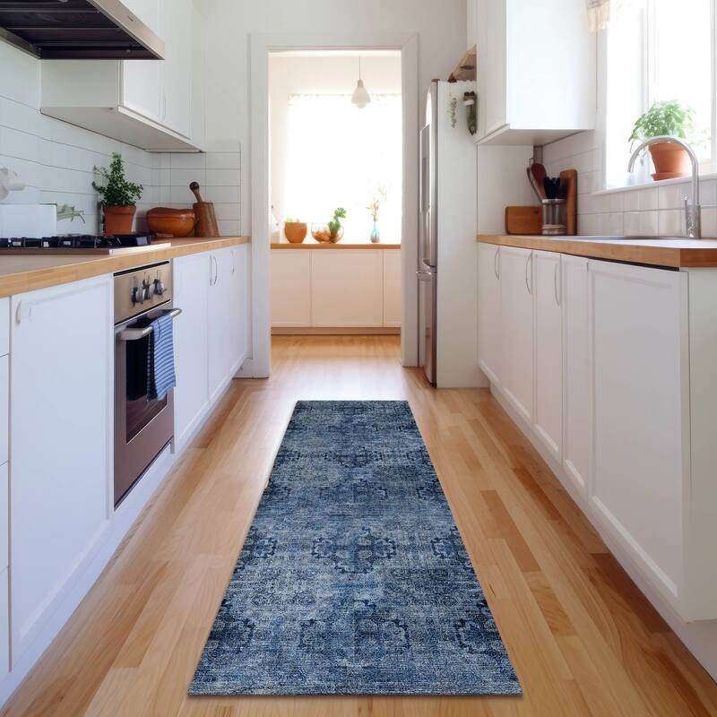 Premium Washable Super Soft Boho Modern Mayfield Rug - Navy - 2' 3" x 7' 6" - Runner