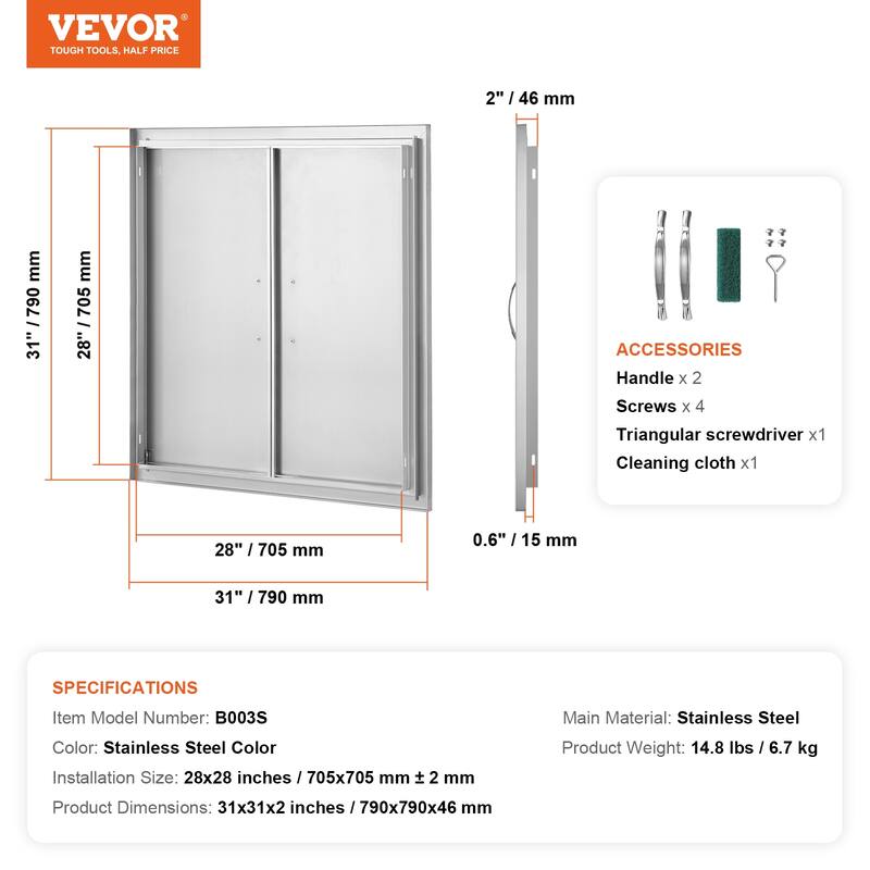 VEVOR Stainless Steel Double Kitchen Access Doors